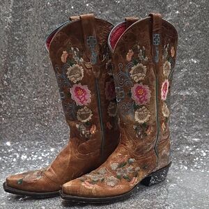 Macie Bean Brown Floral Embroidered Boots